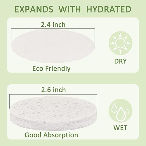 Miniatura 2 de 300 esponjas faciales comprimidas para limpieza de celulosa natural, esponja cosmética de spa para limpieza facial, maquillaje exfoliante o