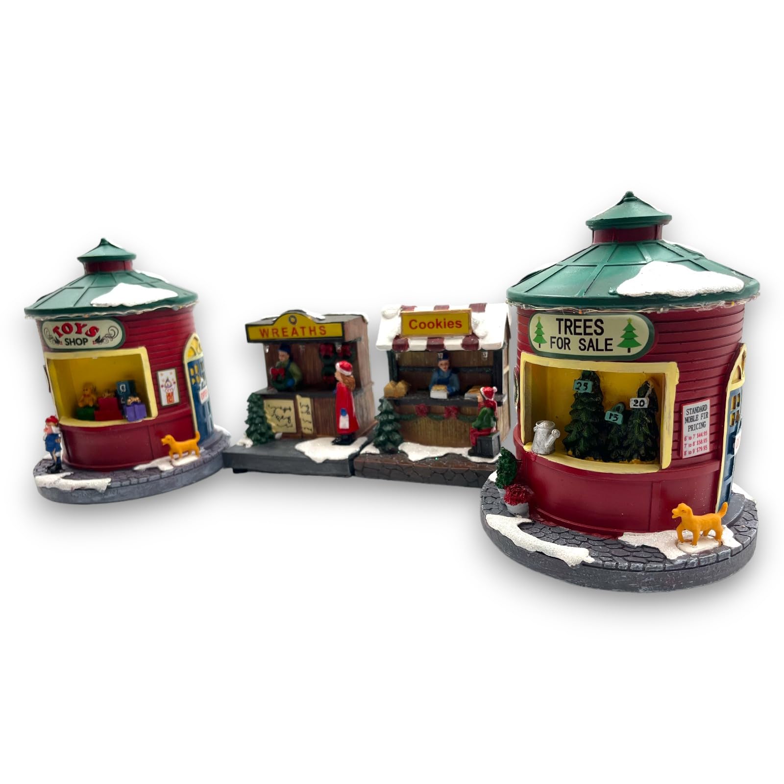 Generico Set 4 pz Giostrine Città del Natale Mercatino Natalizio Chioschetti in 4 Soggetti Villaggio di Natale Addobbi Natalizi