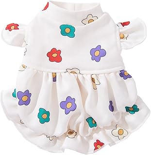 Floral Dog Dress White Dog Dresses Puppy Dog Skirt Soft Breathable Dog Cute Doggie Summer Dress Dog Clothes
