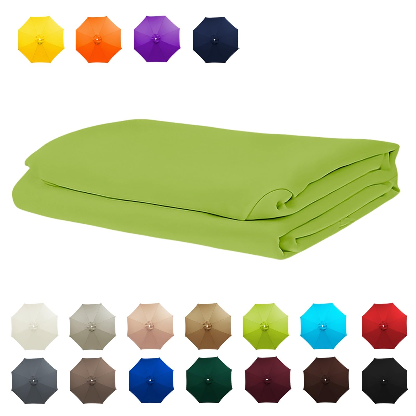 Replacement Umbrella Canopy, 6 Arms/8 Arms replacement parasol cover, Replacement Strong & Thick Umbrella Canopy, Market Umbrella Top, Outdoor Table Umbrella Cover Standby(Grass green,10FT/3.0M-6Ribs)