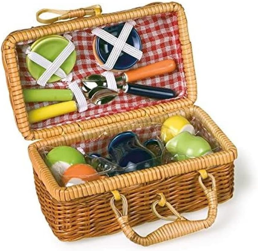 Small Foot Legler Multicolored Picnic Basket Kitchen and Food Toy (Wicker, Bunt, 0.4 kilograms)