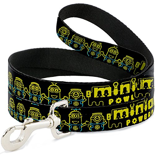 Buckle-Down Minion Powered Electric Minions Negro/Amarillo/Azul Pet Leash, 4'-1/2'