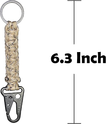Miniatura 5 de KUDAAL Llavero Paracord con mosquetón, llavero trenzado con anillo de utilidad y clip de boca ampliado para acampar al aire libre, senderismo,