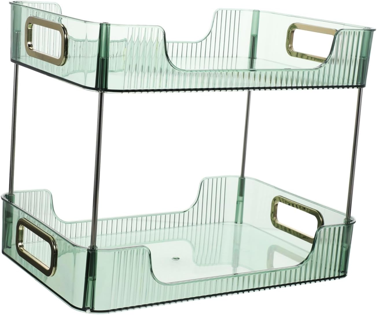 2-Tier Bathroom Counter Shelf Organizer Versatile Vanity Storage for Makeup and Toiletries Green Countertop Organizer for Bathroom and Dressing Table