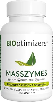 BIOptimizers MassZymes - Complete Digestive Enzymes Supplement for Gut Health - Bloating Relief for Men and Women - Lipase Amylase Bromelain Digestive Enzymes (120 Capsules)