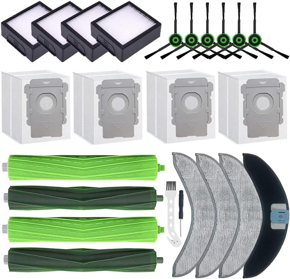 22 Pack Accessories Compatible with iRobot Roomba Combo j9+,Combo j7+/Plus,Combo 10 Max Vacuum (Only Combo series),2 Brushes+6 Side brushes+4 Filters&Dust Bags&Mop Pads