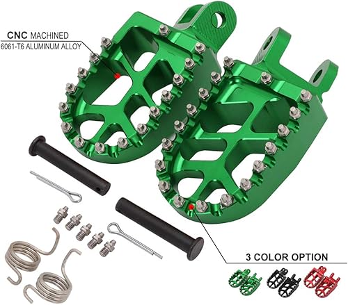 Miniatura 68 de AnXin Estriberas de motocicleta Estriberas para pedales de pie CNC para KLX 110 KLX110 2002-2023 KLX110L 2010-2023 KX60 1998-2003 Verde OEM