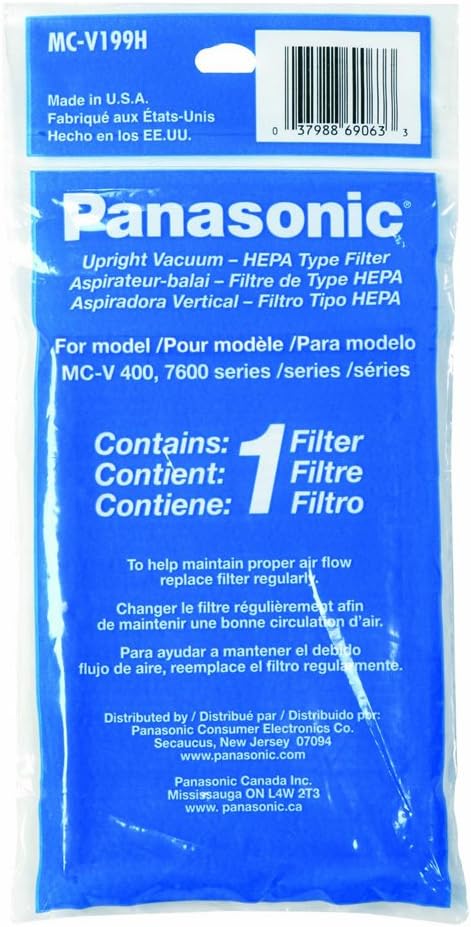 Panasonic MC-V199H HEPA Filter for MC-UL671 and MC-UL675 Upright Vacuum Cleaners, White