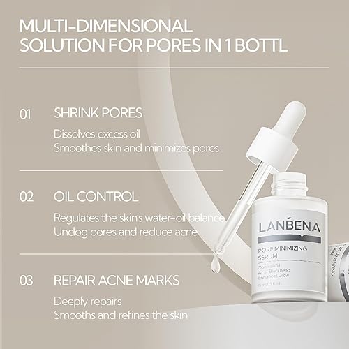 Miniatura 8 de LANBENA Suero minimizador de poros, minimizador y reductor de poros para cara, minimizador, encogimiento, control de aceite reafirmante, aprieta los