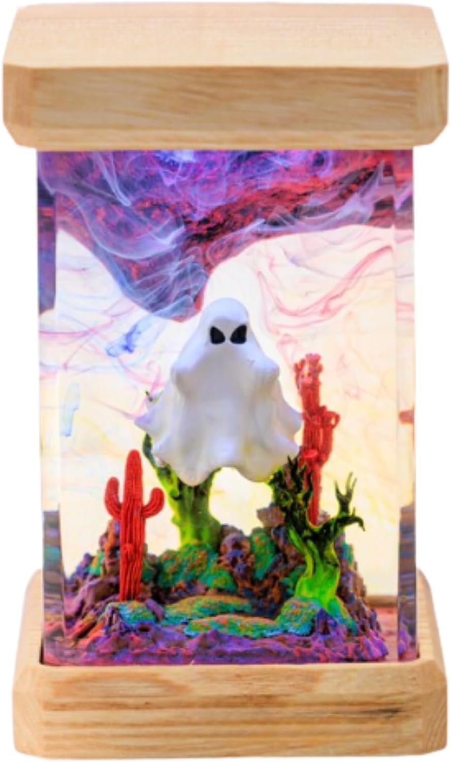 Halloween Ghost Lamp, Cute Ghost Decor, Handmade Witch Ghost Night Light, Ghost & Pumpkin Home Decor Light, Unique Lighting, Halloween light for Decor, Custom Lamp (5x2.2 inch)