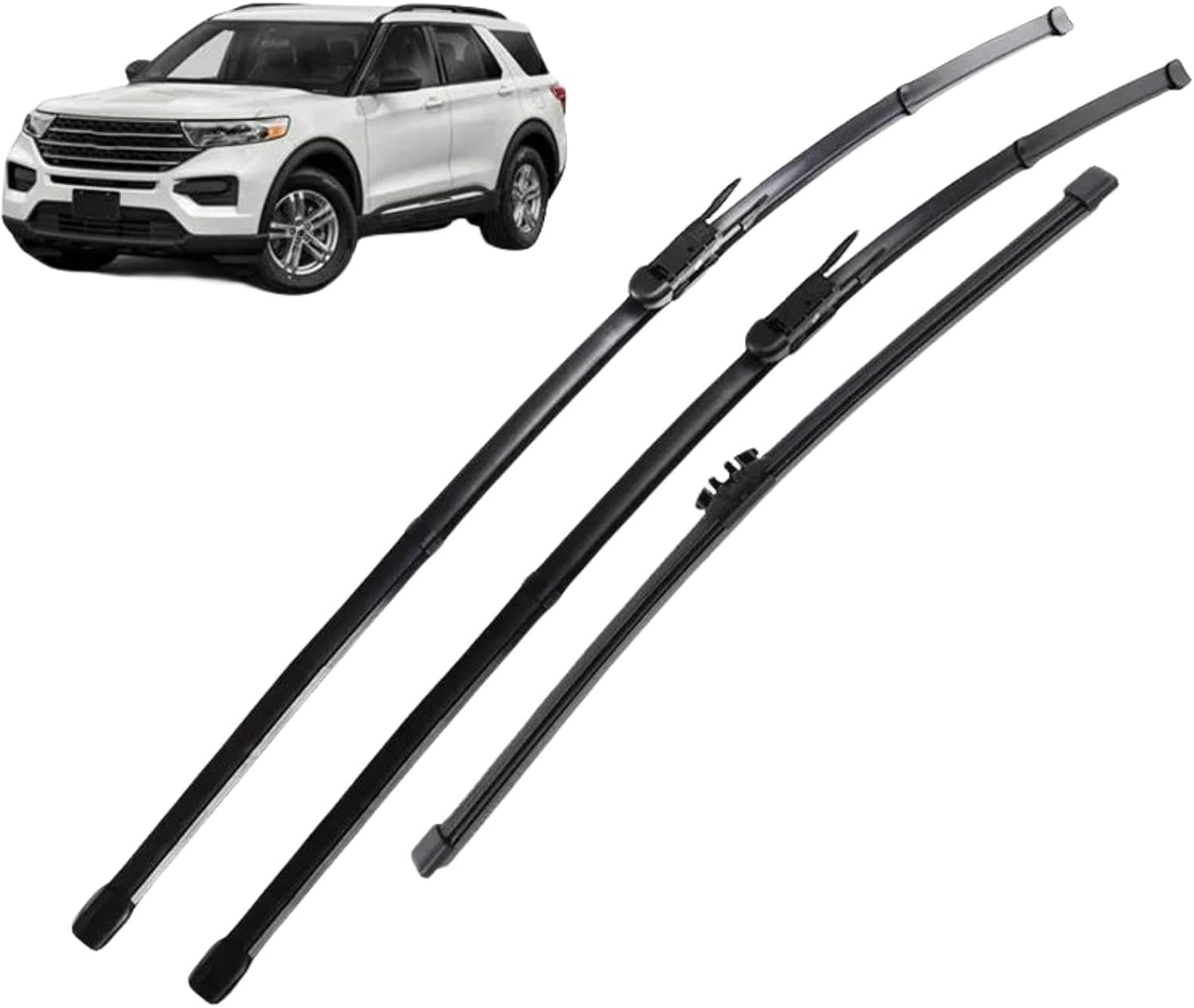 RESKIU Car Front Windshield Wiper Blade Set Replacement for Ford Explorer 6 U625 2020-2023, All Season Windscreen Wipers Quiet Easy Installation