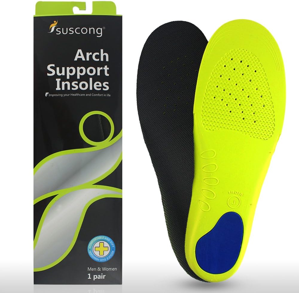 Suscong Orthotic Shoe Insoles, Insert for Flat Feet, Arch Support Insoles for Plantar Fasciitis, Work Boots Insoles for Men and Wowen(XS)