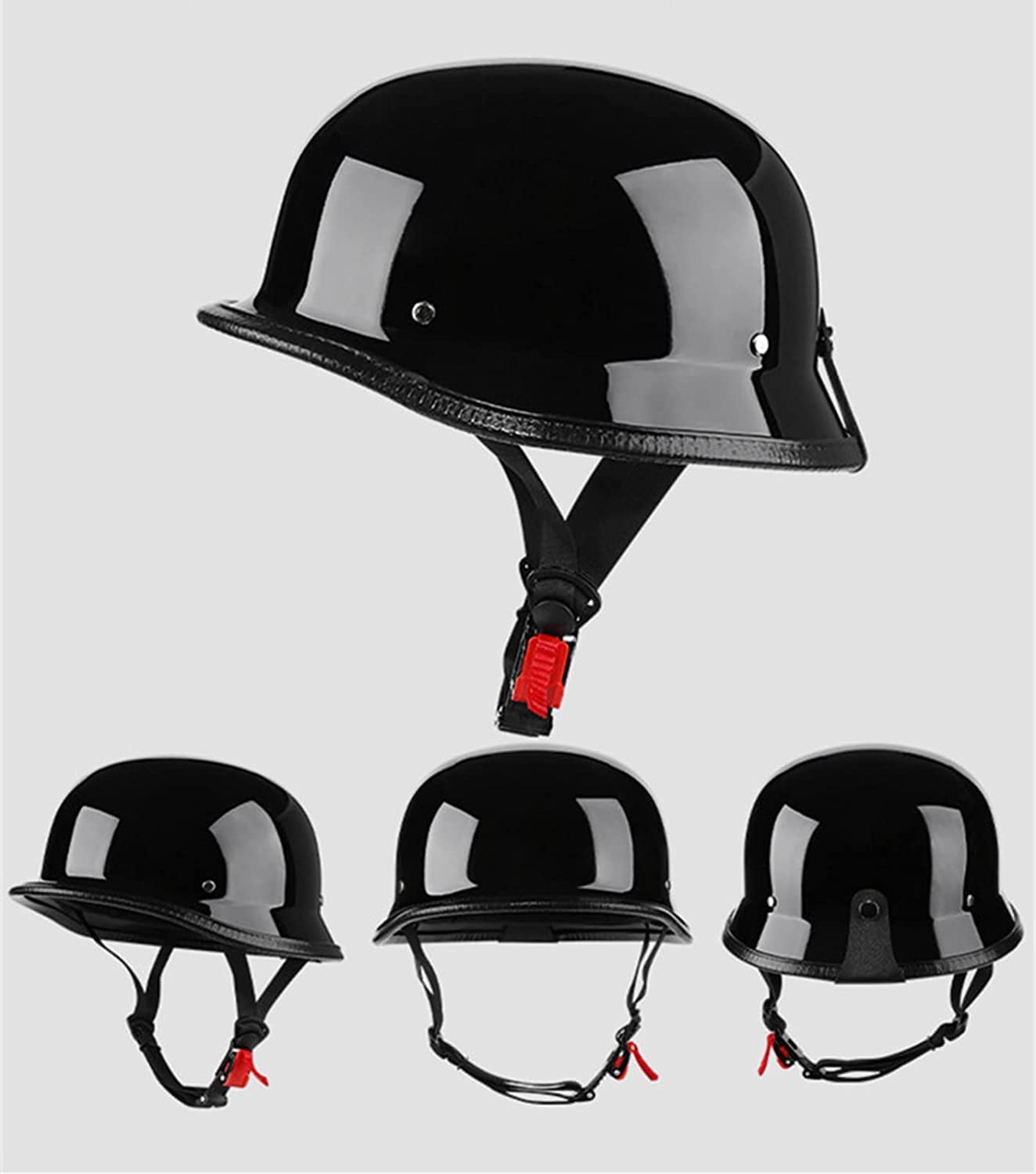 Halbhelme Motorradhelm mit ECE Genehmigt Halbschalenhelm Brain-Cap Halbschale Roller-Helm Scooter-Helm Jet-Helm Retro für Erwachsene Herren Damen (Color : 2, Size : XL(61~62cm))