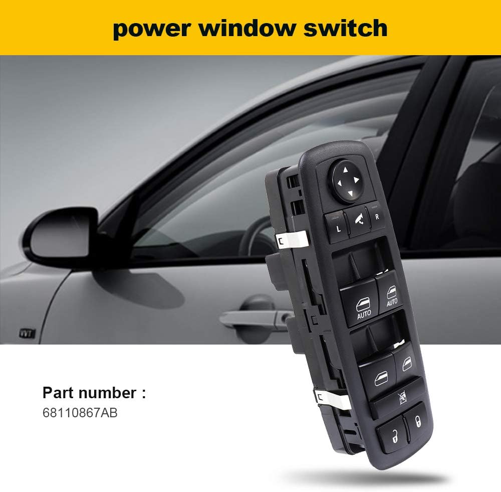 OCPTY Power Window Switch Driver Side Power Window Master Control Switch Fits 2012-2015 for Chrysler Town Country 2012-2015 for Dodge Grand Caravan 2013-2015 for Ram 1500 2500 Replace 68110867AB
