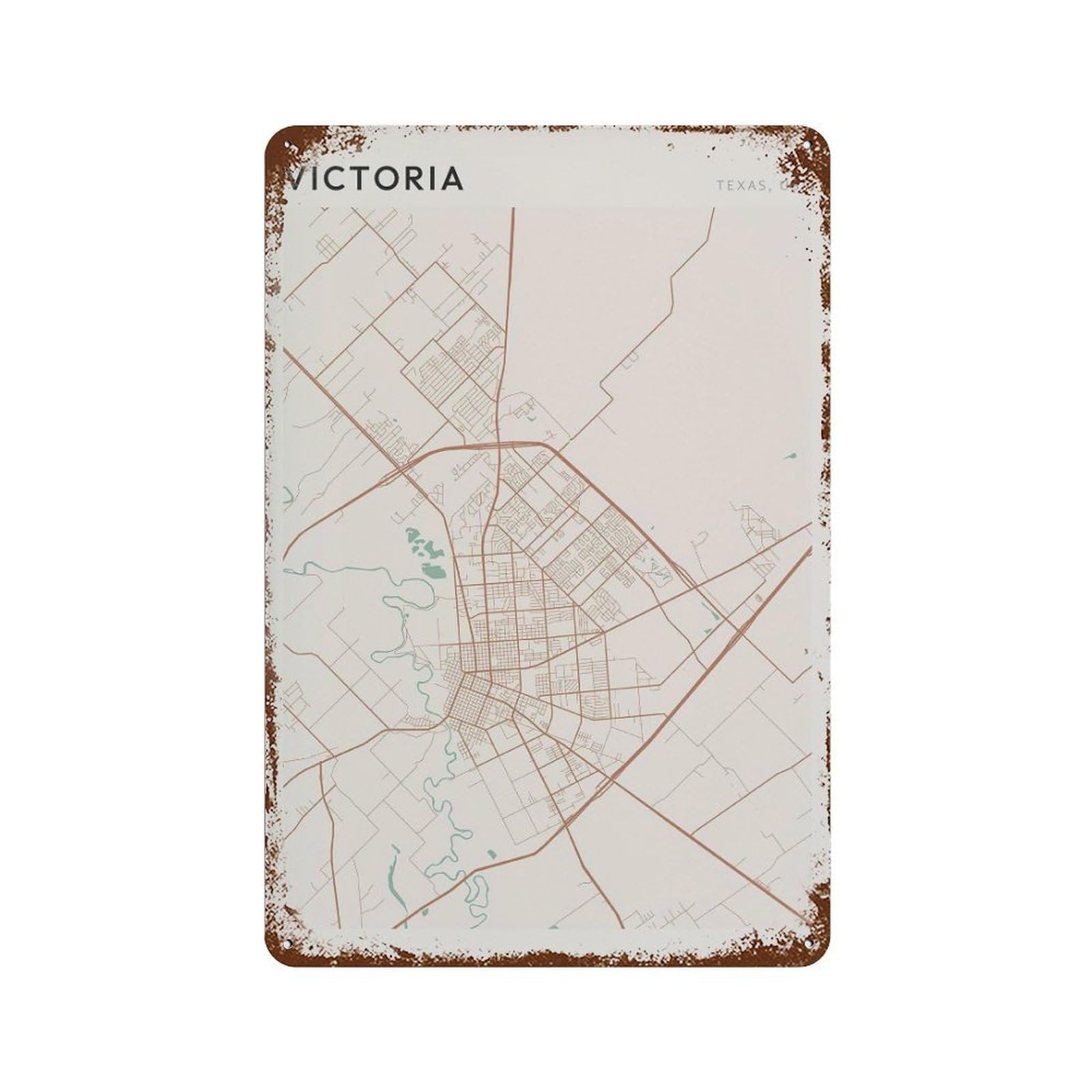 xiaoxiaoshen Victoria Map Texas Travel Gift Minimalist Wall Decor Art Metal Tin Poster Modern Home Decor Art Home Bar Shop Decorations Vintage Sign 30x20cm