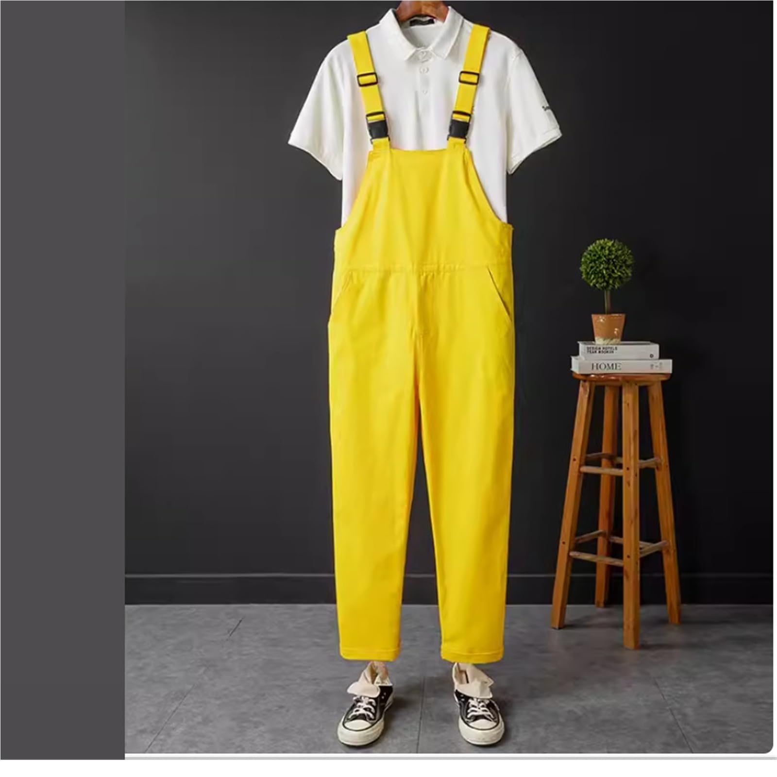 Ropa De Trabajo Para Hombre Mono de primavera for hombre, algodón, azul, amarillo, recto, holgado, informal, con tirantes, ropa calle
