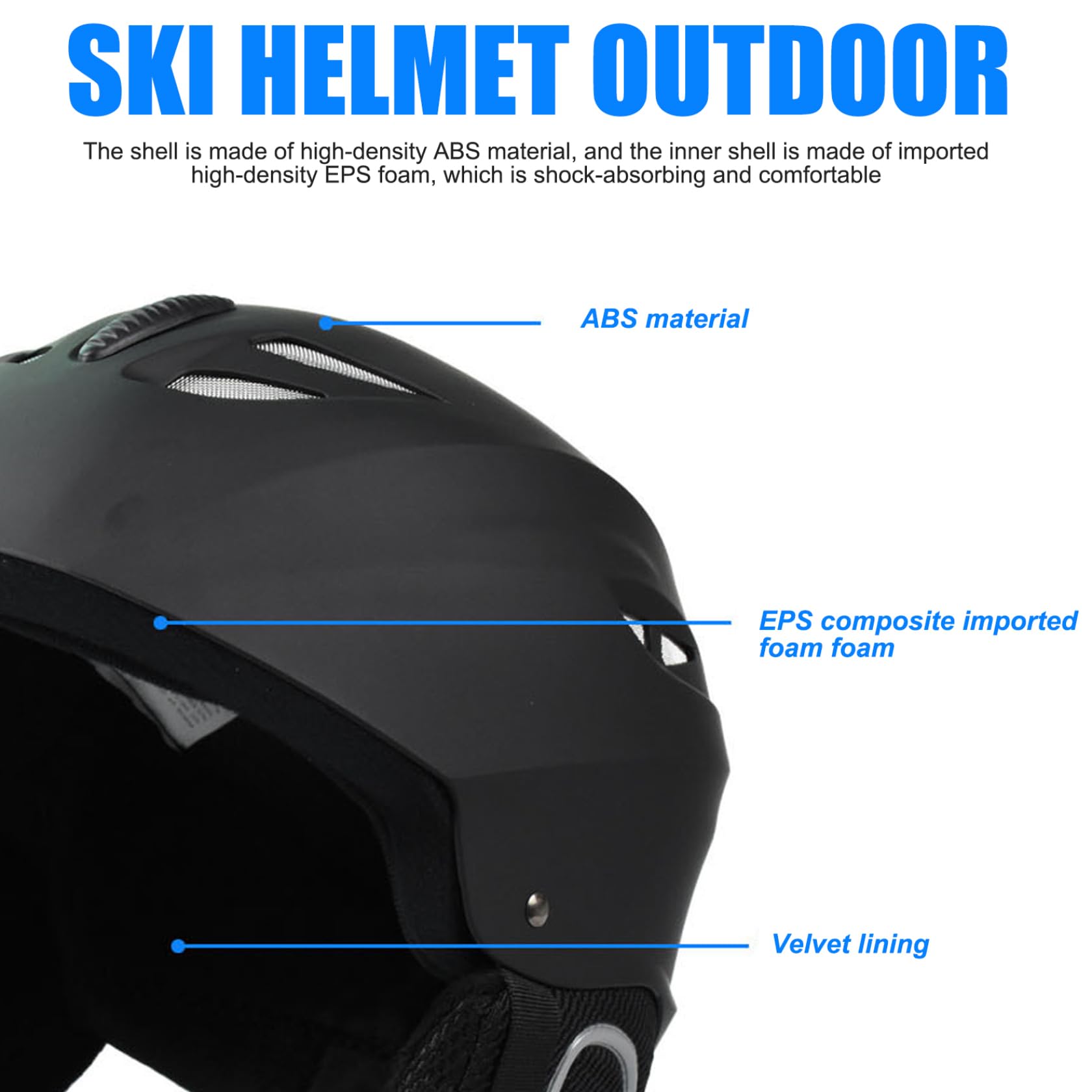 Casco da sci, regolabile, per attività all'aperto, con sottogola rimovibile, con fodera spessa, per bambini, ragazzi, uomini, donne, taglia M