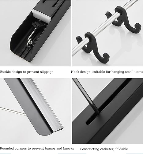 Miniatura 8 de FOLAI Estante de secado de ropa plegable sin taladros de 3 piezas, barra transversal de 63.0 in, adecuado para dormitorio, baño, uso en interiores y