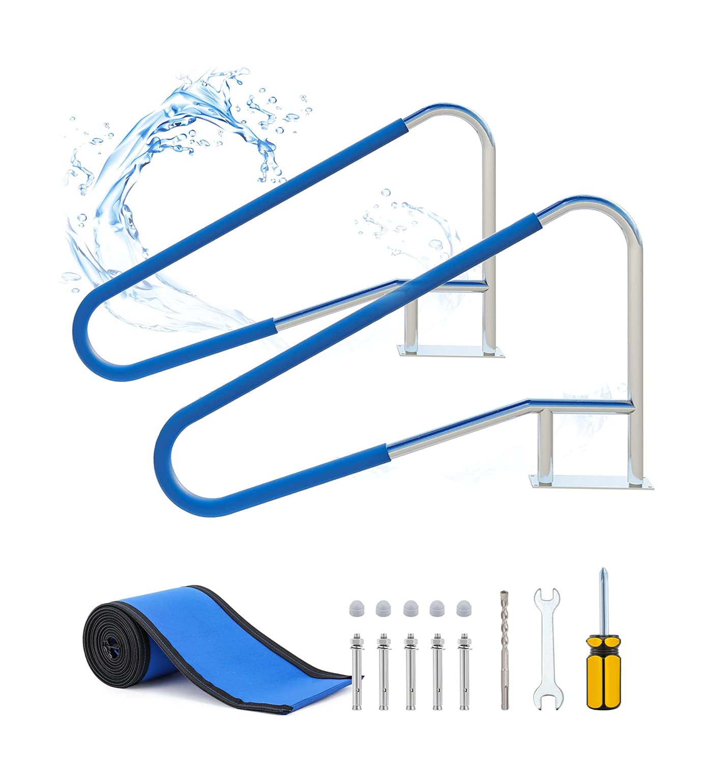 MSHGSKU Pool Handrail - Braced Easy Mount Grab Rail with Self-Taping Screws for Garden and Backyard Pools