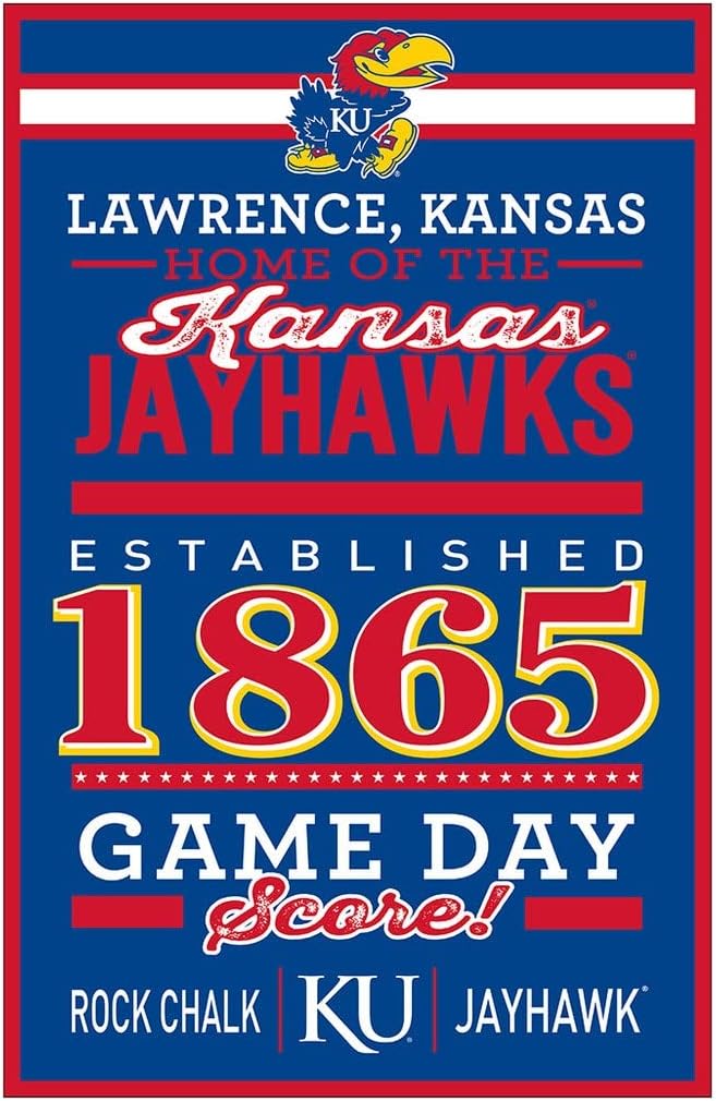 WinCraft NCAA Kansas Jayhawks SignWood Established Design, Team Color, 11x17