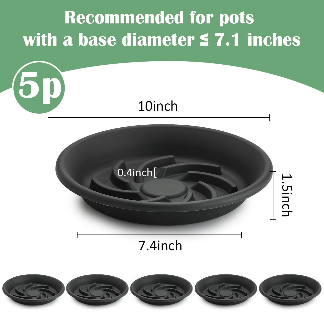 Plant Saucers - 5 Pack, Drip Tray for Pots -2 Plant Saucers - 5 Pack, Drip Tray for Pots -2