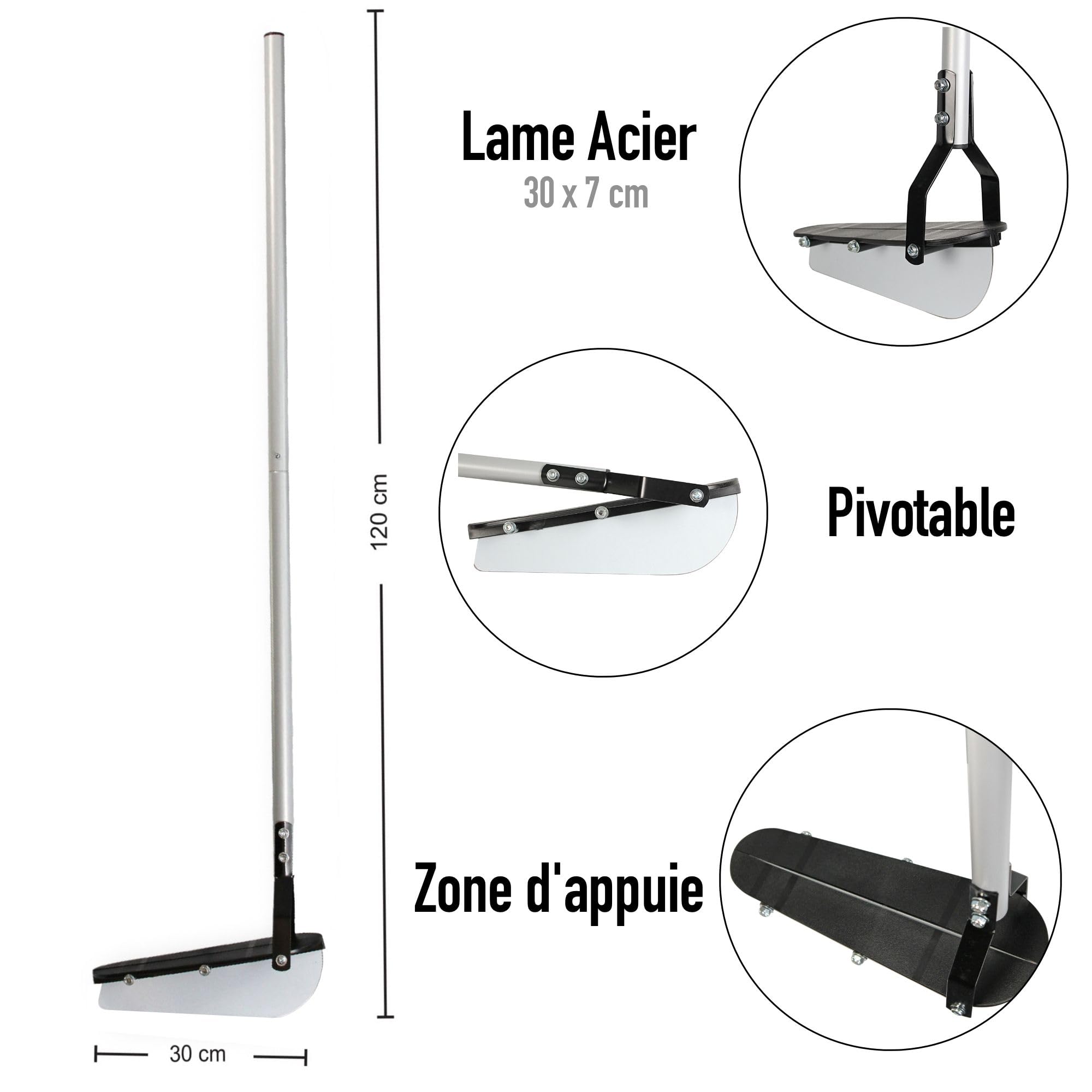 FISHTEC - Dresse Bordure de Jardin - Coupe Bordure Manuel - Lame Acier Tranchante 28 cm - Manche Pivotable & Maniable 102 cm - Permet de Délimiter Facilement Votre Pelouse - Large Zone d'Appui du Pied