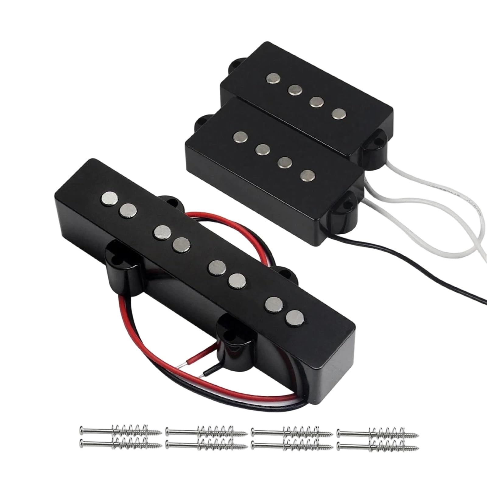 Pastilla De Guitarra Eléctrica Profesional Pastilla De Bajo Alnico 5 PB | Juego de pastilla de bajo y pastilla de puente JB, bobina ABS negra para bajo de 4 cuerdas