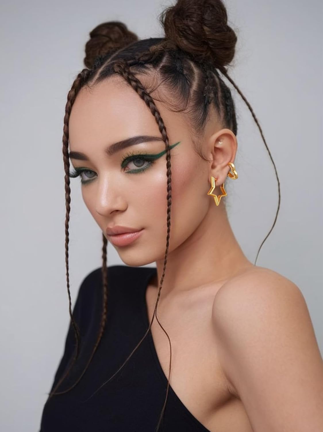 FindChic Hypoallergenic Small Star/Heart/Spike/Square Huggie Earrings for Women 14K Gold/Platinum Plated Cute Hoop Earrings Jewelry Gift for Her, with Gift Box - Image 2