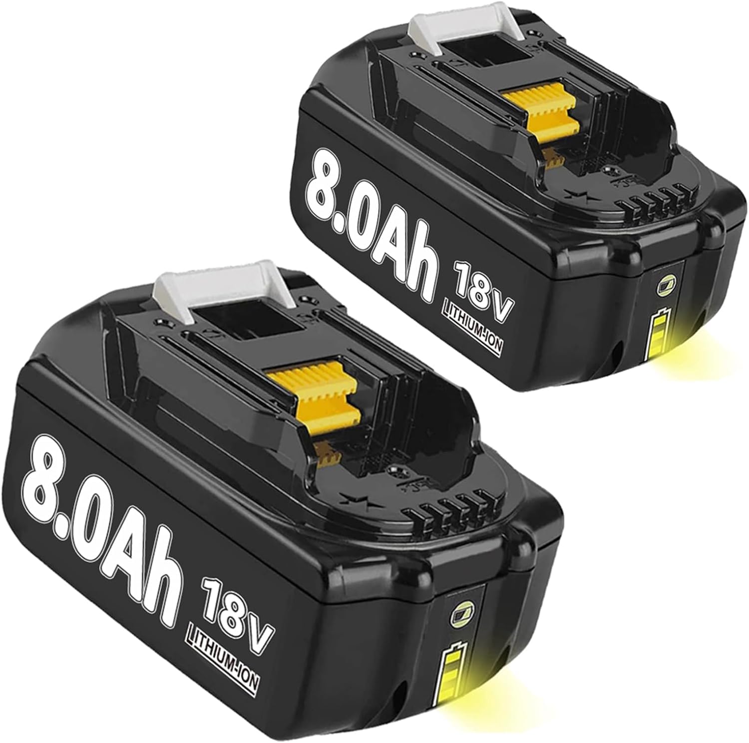Batería de repuesto para Makita BL1860B BL1840 BL1830 BL1860B BL1860B BL1815 BL1835 BL1850B BL1860B BL1845 BL1850 BL1860B 194205-3 (2 unidades, 18 V, 8 Ah, 8000 mAh) LXT-40 0 con batería de