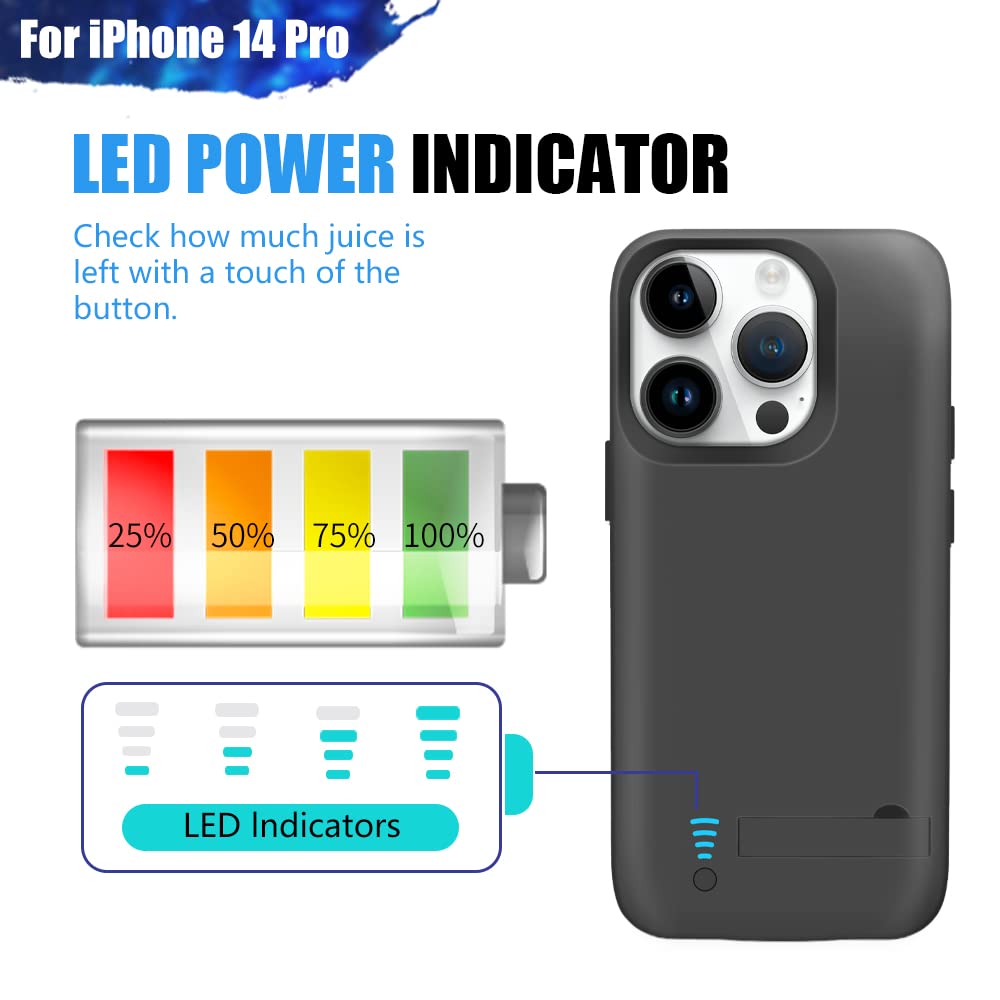 Battery Case For IPhone 14 Pro, 5000mAh Rechargeable Extended Battery