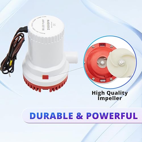 Miniatura 4 de Bomba de agua de sentina para barco, 12 V, 2000 gph, bomba de sentina marina para estanques, piscinas, spas silenciosa, barco, caravana, caravana,