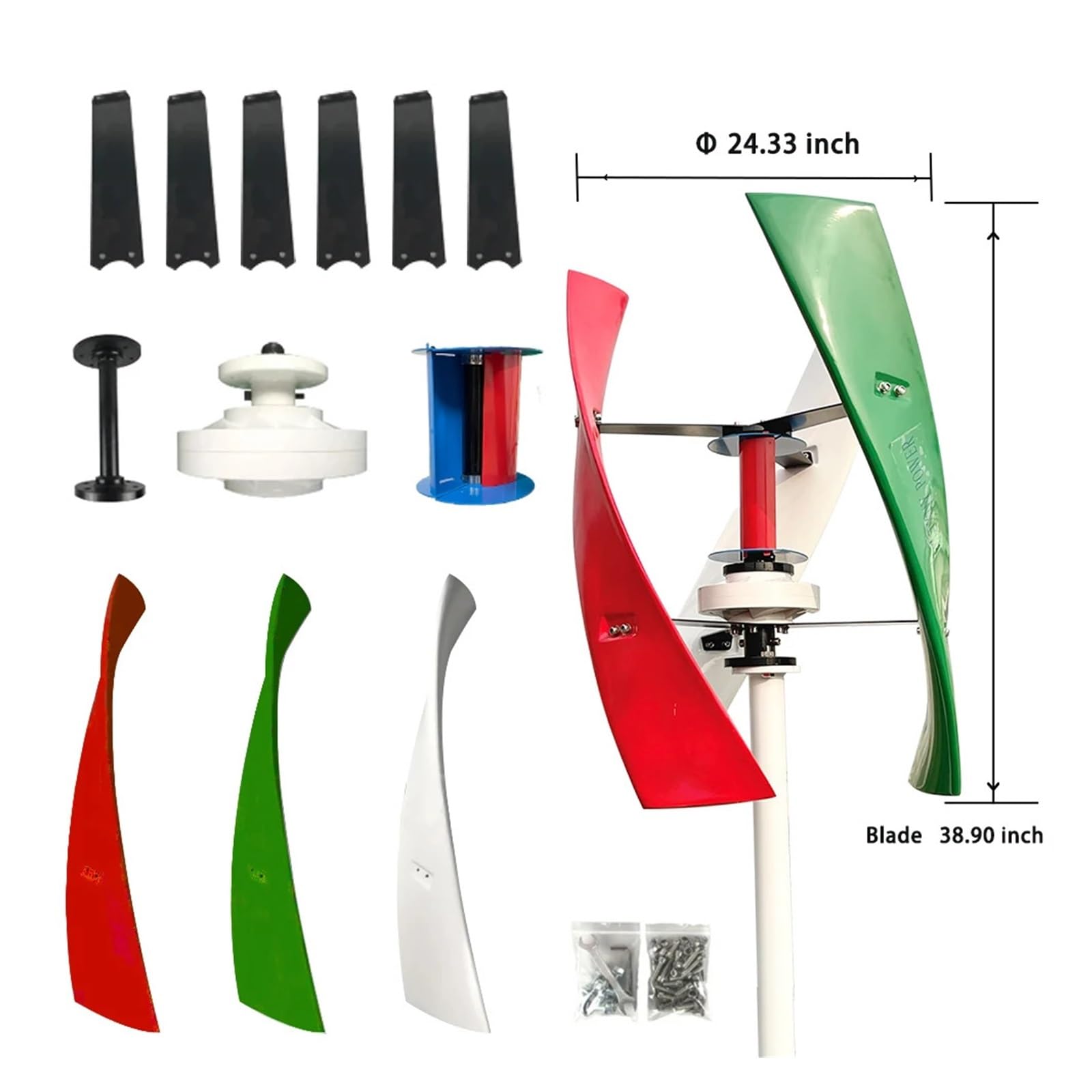 Turbina eólica de eje Vertical, generador Vertical de 25KW y 20KW, 12V, 24V, 48V con controlador de carga MPPT for uso doméstico, carga híbrida para generación de energía de emergencia(Wind turbine on