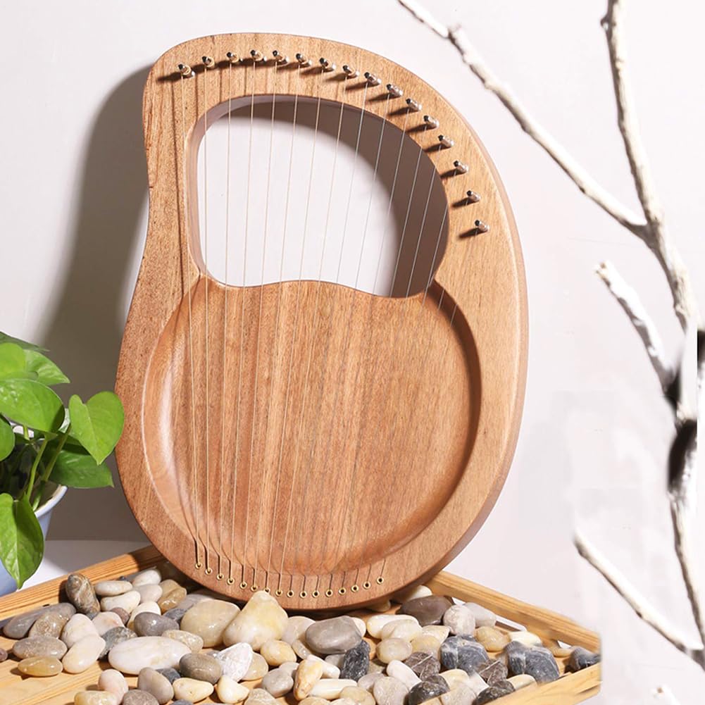 Strumento Lyre Harp Cordofono A 16 Corde Folk Mogano Lyra Harpette Musica | Furgone, Regolazione, Custodia Trasporto Risonatore, Pratico Per Studenti Principianti