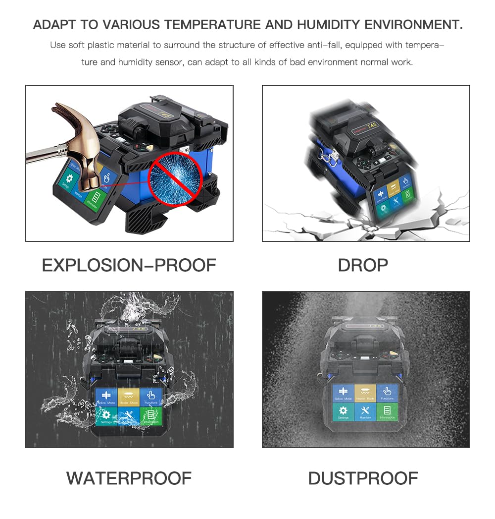 ORIENTEK T45 FTTH Fiber Optic Fusion Splicer Machine Core Alignment Fusion Splicing Machine 7sec Splice Time 250μm, 900μm Flat Cable Jump Cables Cleaver+Optic Power Meter