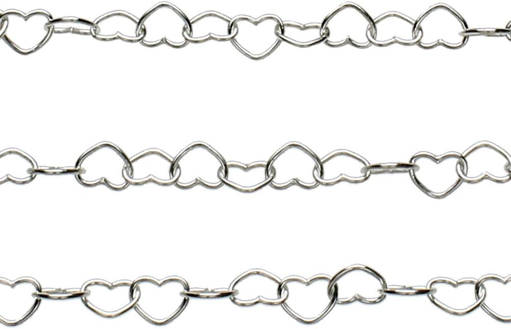 Liphontcta Sterling Silver Wire Heart Chain 4x5mm Italy Unfinished Bulk 5 Feet