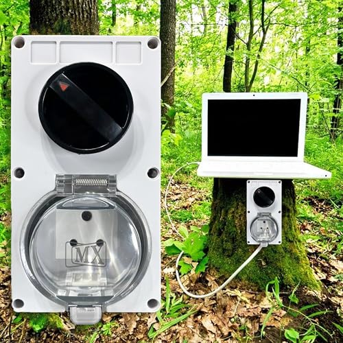 Image of MX IP66 Waterproof Outdoor Electrical Indian Socket Box 6A /250V with Spring Lid Cover, 250V 6A Weatherproof Dustproof ABS Enclosure for Garden Balcony Terrace