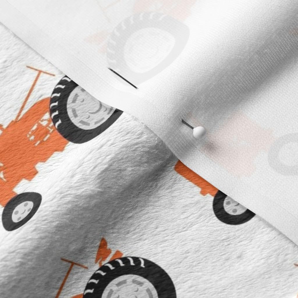 Spoonflower Fabric - Tractors Tractor Orange Farming Farm Boy Trendy Country Printed on Minky Fabric by The Yard - Sewing Baby Blankets Quilt Backing Plush