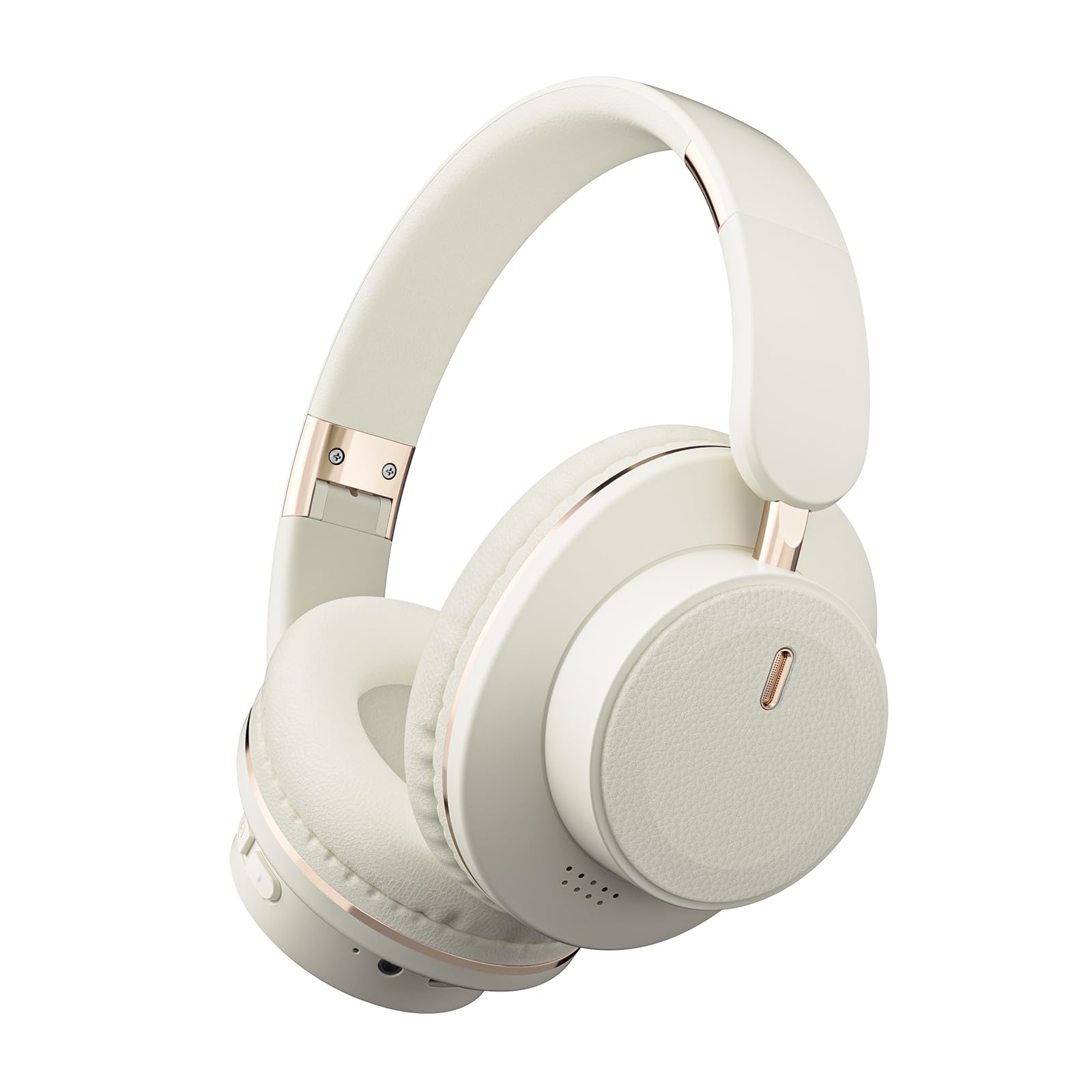 H9 - Cuffie wireless Bluetooth over-ear con audio surround HiFi e cavo USB-C, batteria a lunga durata di 24 ore, microfono integrato, per donne e uomini, viaggi, casa, ufficio (bianco sporco)