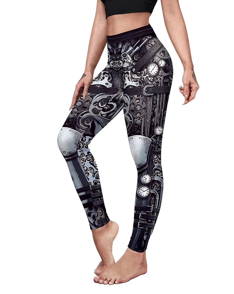 Women Steampunk Retro Leggings Comic Cosplay Punk Print Polyester Gothic Trousers Capris Pants S-4XL Plus Size