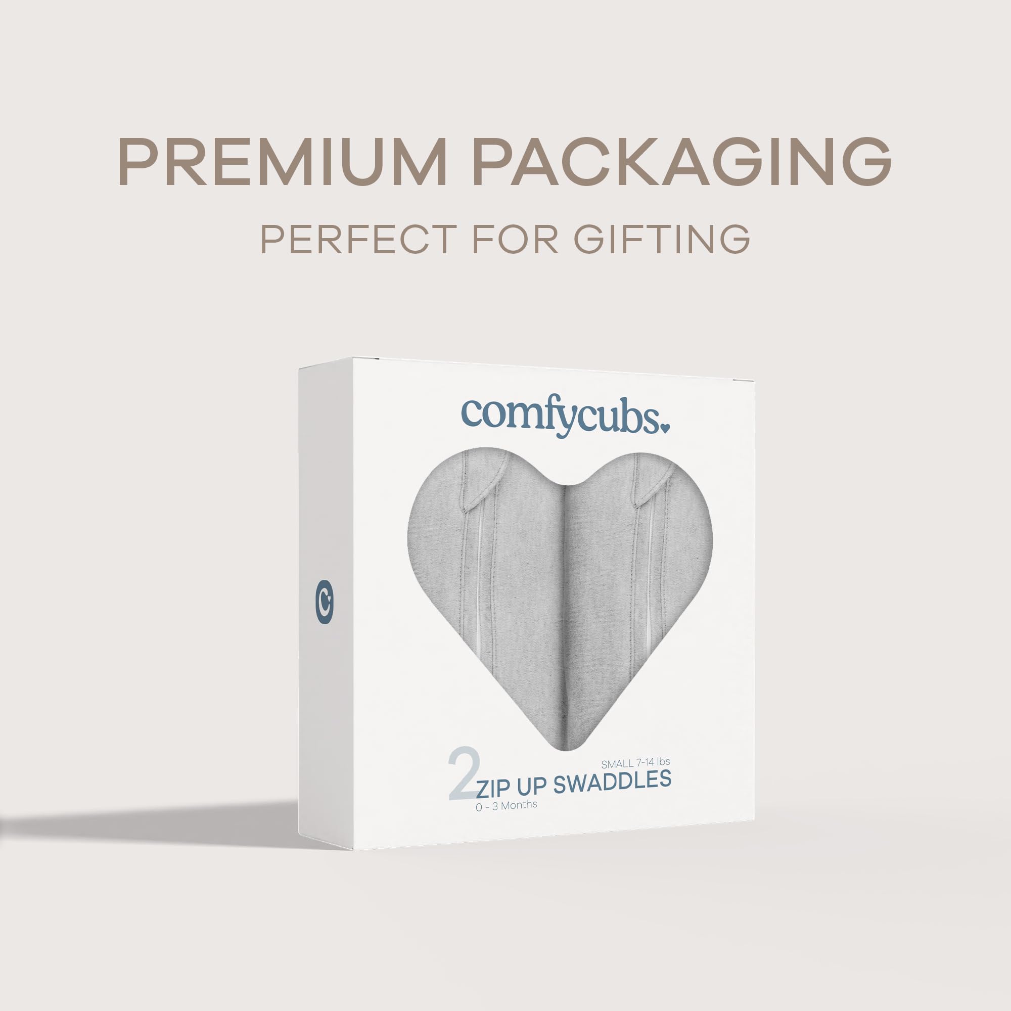 Comfy Cubs Swaddle Blanket Baby Girl Boy Easy Zipper Wrap 2 Pack Newborn Infant Sleep Sack (Small 0-3 Months, Grey)