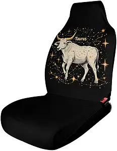 Zodiac Sign Taurus Printed Car Seat Covers Washable Universal Auto Front Seats Protector Fits for Most Cars