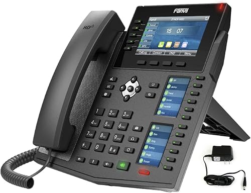 Fanvil Teléfono IP X6U de gama alta con 20 líneas SIP Puerto Gigabit dual PoE integrado (paquete de 5)