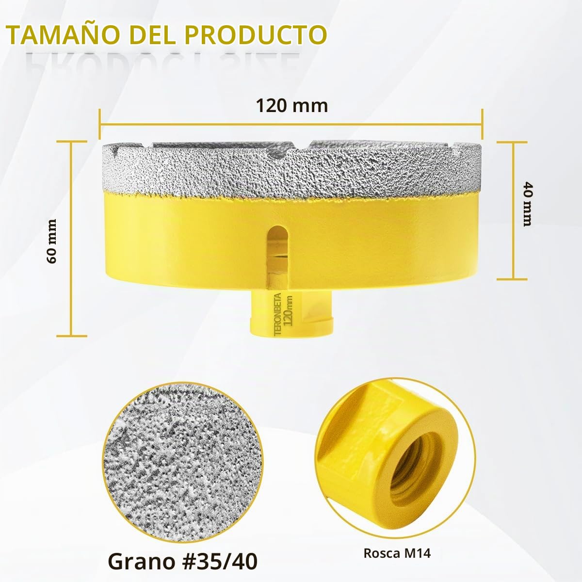 Broca de Diamante 120mm, M14 Vacío Soldadura de Diamante Sierra de Corona para Porcelánico Cerámica Mármol Granito Piedra Cuarzo
