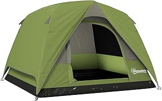 Outsunny 3-4 Person Camping Tent, Easy Set Up Waterproof Dom