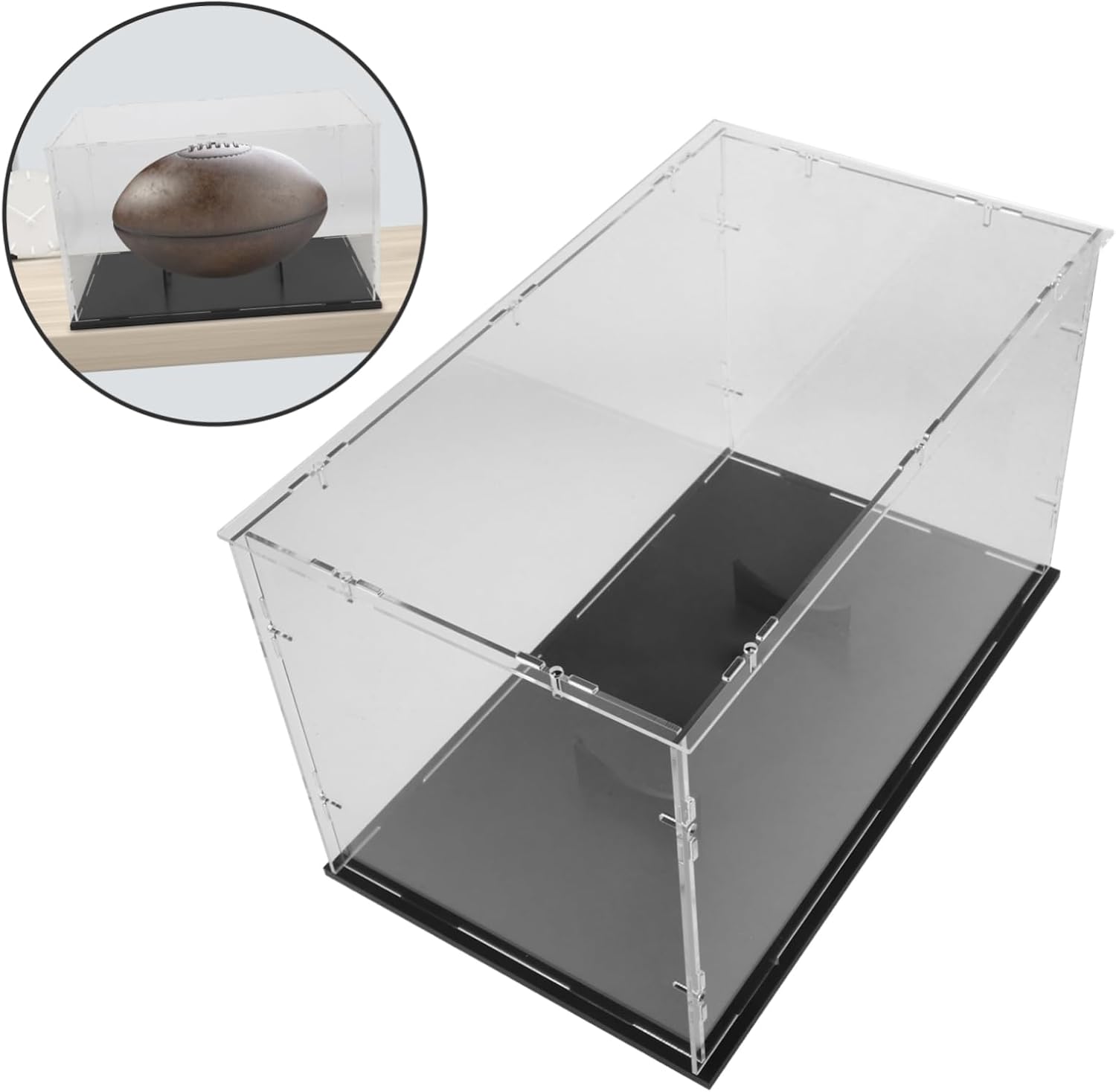 Alipis Acrylic Rugby Ball Display Case Transparent Storage Box with Lid for Sports Collectibles Multi-use Desktop Showcase for Home and Indoor Display
