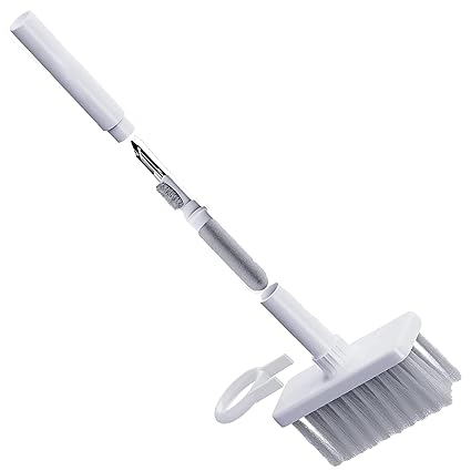 Anvirtue 5 in 1 Keyboard & Earphone Cleaner Multi-Function Computer Cleaning Tools Kit Corner Gap Duster Keycap Puller (White Gray)