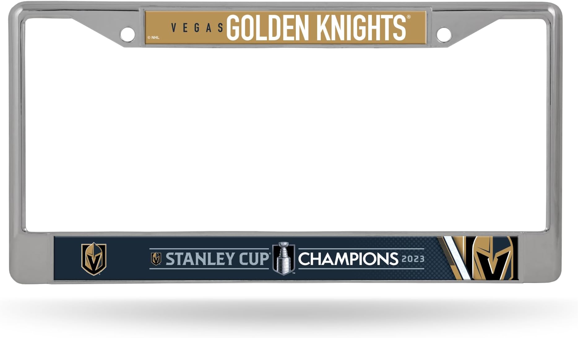 NHL Hockey Stanley Cup Champions 12" x 6" Chrome Frame with Decal Inserts - Car/Truck/SUV Automobile Accessory