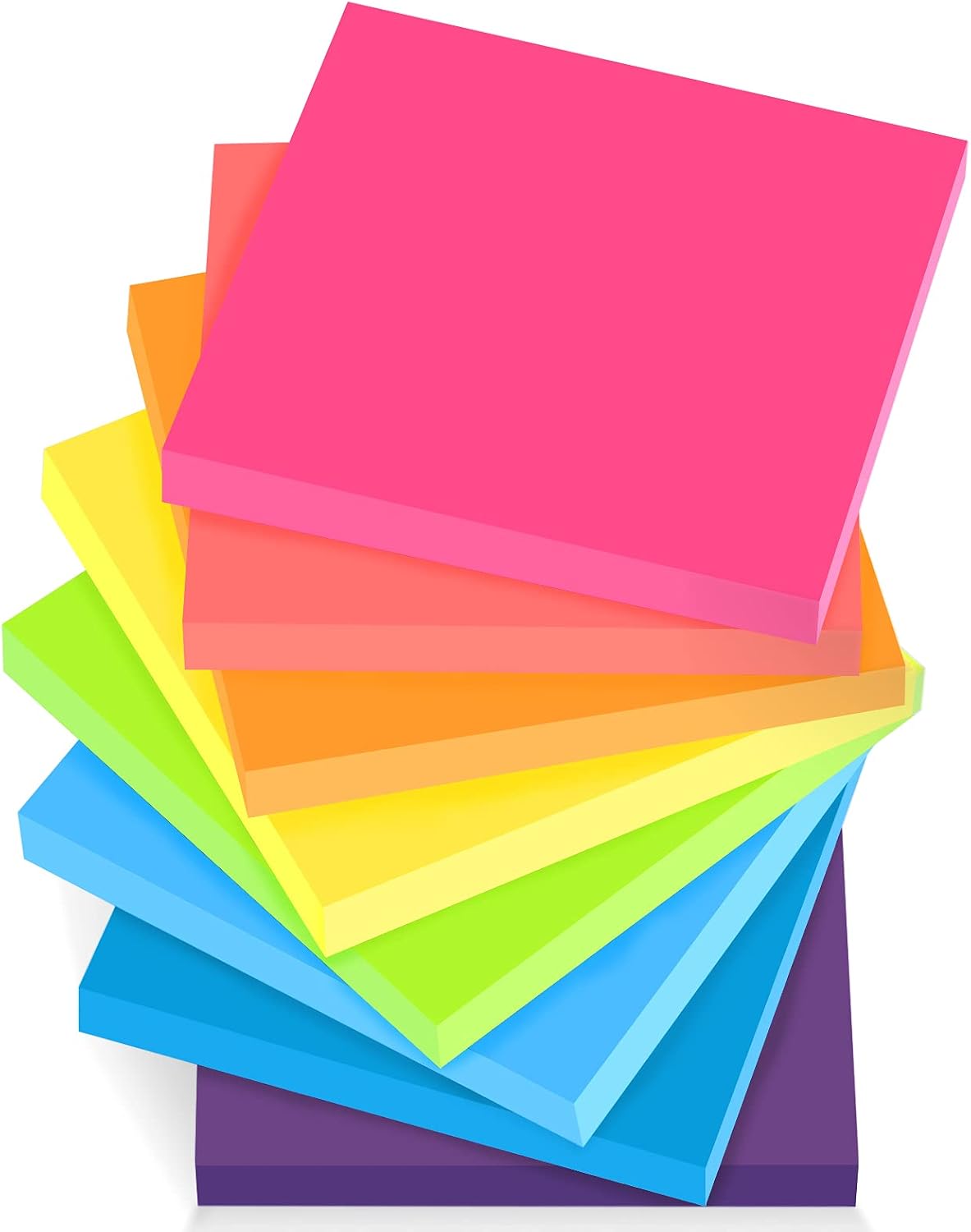 Sticky Notes - Cute Sticky Notes/Notepads, 3 x 3 Inches, 8 Pads/Pack, 100 Sheets/Pad, 800 Sheets Total, 8 Colors Self-Stick Pads, Strong Adhesive
