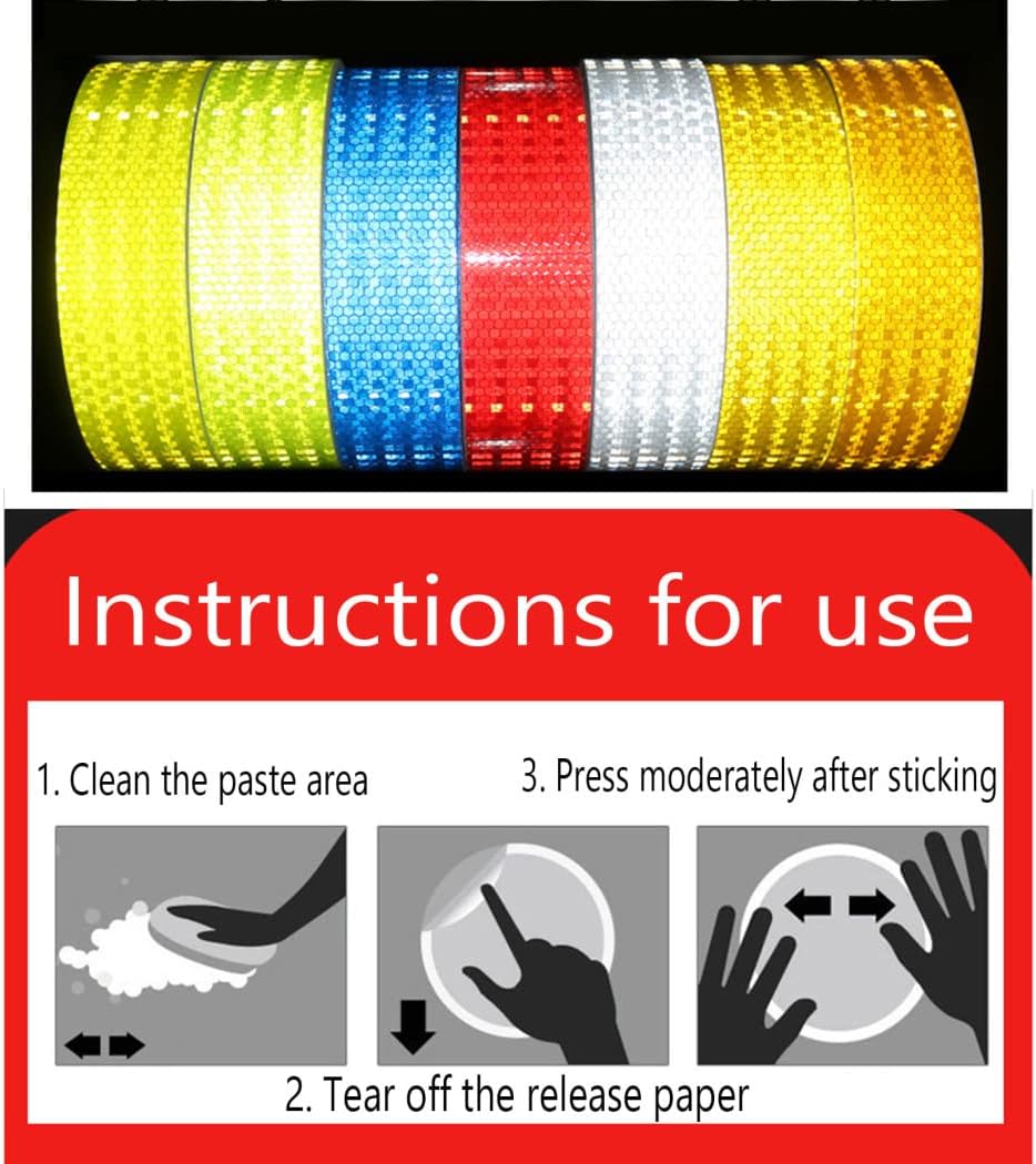 Reflective Tape, Adhesive Warning Tape, Solid Color Reflective Warning Tape Outdoor, Sticker 5 CM × 25 Meters Self Adhesive Tape, Works for Cars Motorcycles Bicycles(Yellow a)