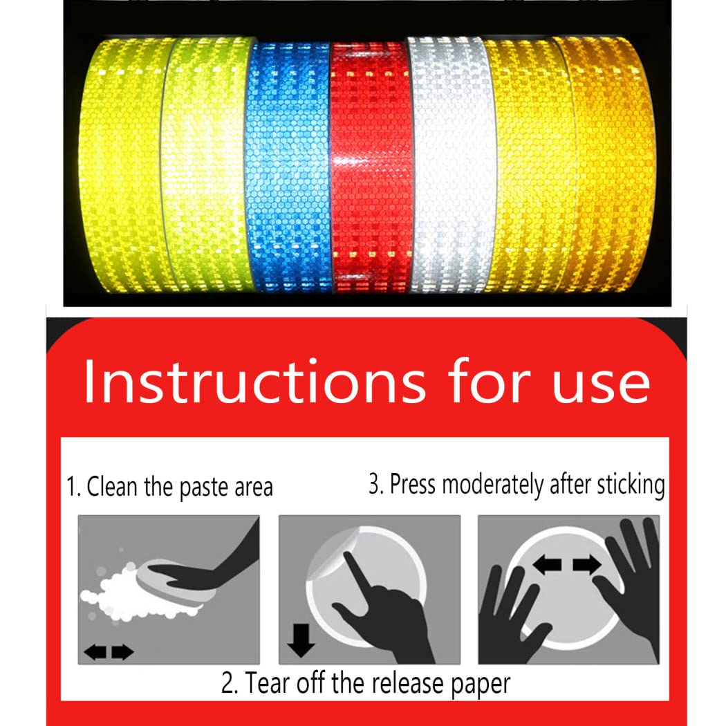 Cinta de advertencia reflectante, Cinta Reflectante Adhesiva de Advertencia Multicolor 5 cm x 25 m(Wit)